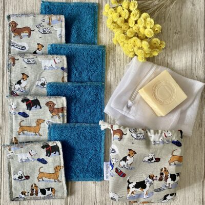 Pack 8 Lingettes lavables éponge Bio / Chiens